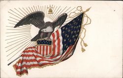 Bald Eagle with a flag Postcard