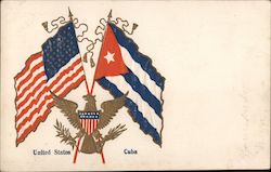 United States and Cuba flags Postcard