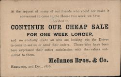 Continue Our Cheap Sale For One Week Longer - McInnes Bros. & Co. Canada Advertising Postcard Postcard Postcard