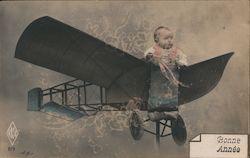 C-1910 Early Aviation Fantasy Baby Aviation Bonne Annee Aircraft Postcard Postcard Postcard