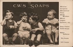 Children blowing bubbles - C.W.S. Soaps Postcard