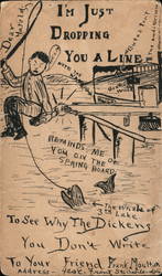 I'm Just Dropping you a Line Hand Drawn Frank Moulton Postcard Postcard Postcard