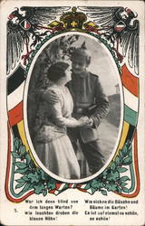 German Military Couple Reuniting After War Postcard