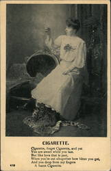 Victorian woman smoking a cigarette Postcard