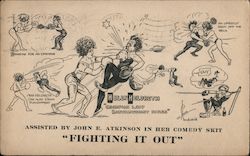 Comedy Skit "Fighting It Out" Helen Heldreth Lady Boxer Postcard