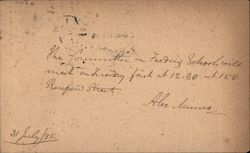 Hand Written Scheduled Notice For The Committee on Feeding Schools Postcard