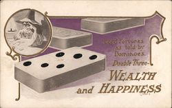 Dominos, Double-Three Fortune Teller Postcard