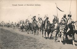 Grand Parade of Blackfoot Indians Native Americana Postcard Postcard Postcard