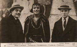 Max Linder, Douglas Fairbanks, and Charlie Chaplin Actors MAX LINDER, DOUGLAS FAIRBANKS , CHARLIE CHAPLIN Postcard Postcard Postcard