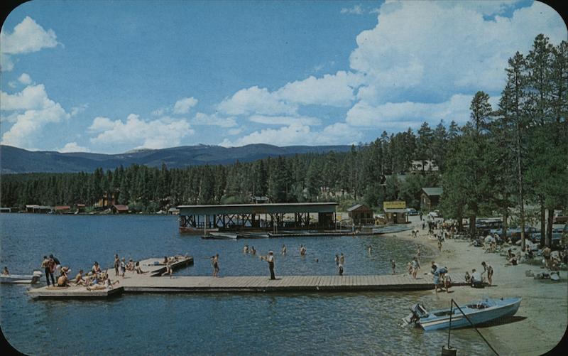 Vista of Beach and Boat Dock Grand Lake Colorado