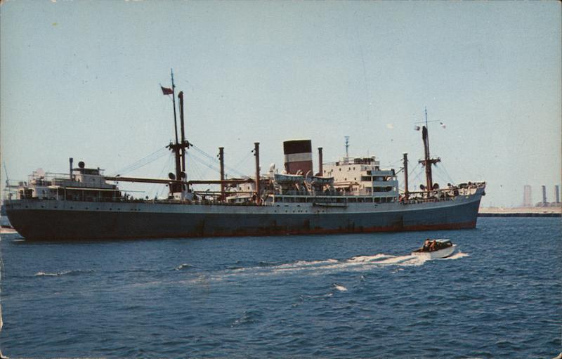 Freighter anchored in Long Beach Harbor California