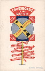 Crossroads of the Pacific Sign Postcard