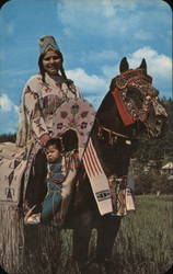 Nez Perce Maiden and Papoose on Appaloosa Horse Postcard