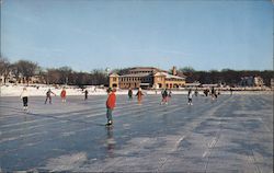 People Skating on Lake Geneva Wisconsin Postcard Postcard Postcard