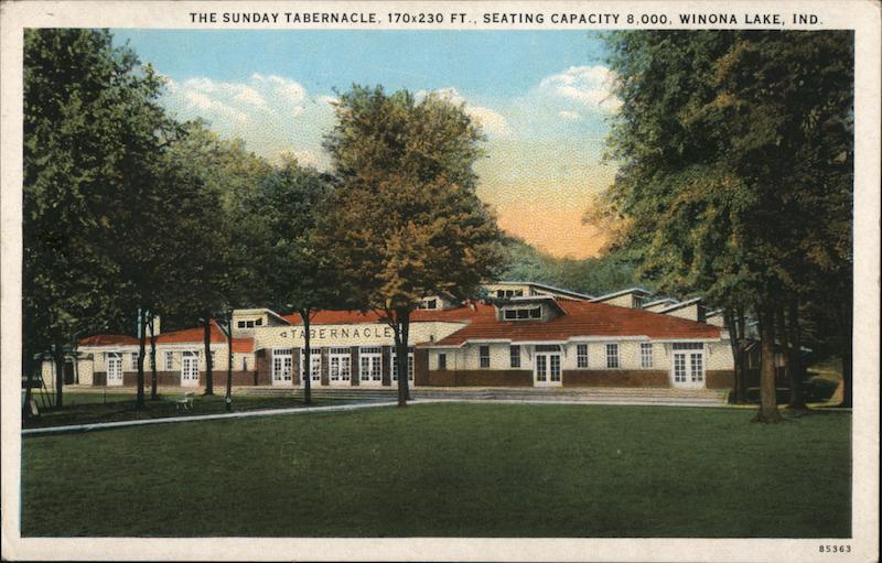 Sunday Tabernacle Winona Lake, IN Postcard