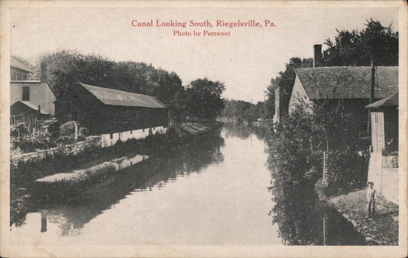 Canal Looking South Riegelsville, PA Perrenot Postcard