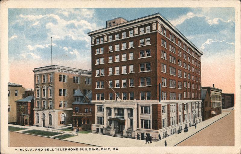 Y.M.C.A. and Bell Telephone Building Erie, PA Postcard