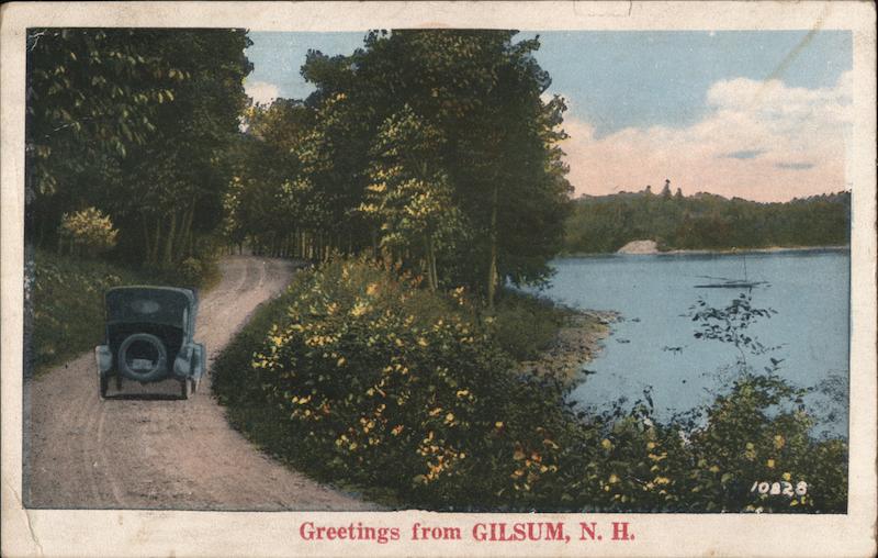 Greetings from Gilsum - Model T on a Lakeside Drive New Hampshire