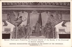 Washington Presenting Original Charter to Lafayette, Society of the Cincinnati District of Columbia Washington DC Postcard Postc Postcard