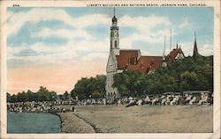 Liberty Building and Bathing Beach, Jackson Park Postcard