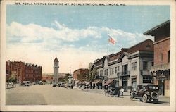 Mt. Royal Avenue Showing Mt. Royal Station Postcard