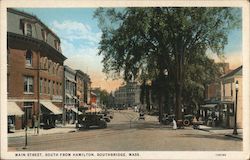 Main Street, South from Hamilton Southbridge, MA Postcard Postcard Postcard