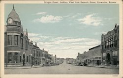 Oregon Street, Looking West from Seventh Street Hiawatha, KS Postcard Postcard Postcard