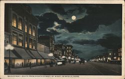 Main Street, South From Eighth Street, By Night Postcard