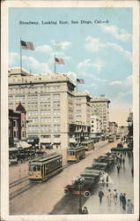 Broadway, Looking East San Diego, CA Postcard Postcard Postcard