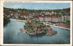 Goat Island in Barge Canal Little Falls, NY Postcard Postcard Postcard