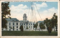 Academic Hall, Showing Library, U.S. Naval Academy Annapolis, MD Postcard Postcard Postcard