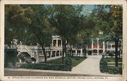 Office Building Colonnade and Main Entrance, Bedford Springs Hotel Pennsylvania Postcard Postcard Postcard