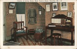 Interior of Living Room, Mark Twain's Home Hannibal, MO Postcard Postcard Postcard