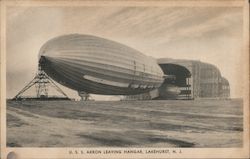 U.S.S. Akron Leaving Hangar Lakehurst, NJ Postcard Postcard Postcard