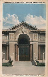 Entrance to Liberal Arts Palace from Court of Palms, PPIE 1915 Postcard