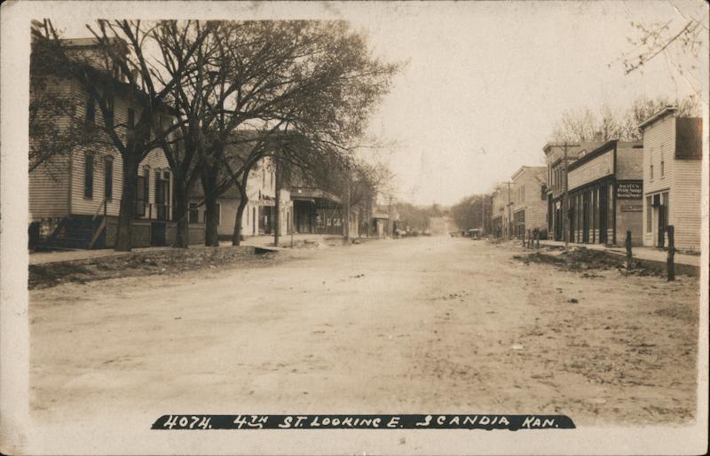 4th Street Looking East Scandia, KS Postcard