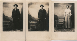 Lot of 3: Studio Photos of 3 People with Same Chair Postcard