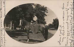 Woman Sitting on Beautiful Horse Postcard