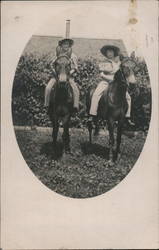 Man and Woman on Horses Postcard