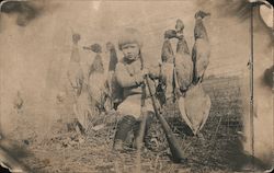 Young Boy with Gun & Dead Ducks Postcard