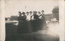 Robertson Lumber Company, Group of 8 Young Women Philip, SD Postcard Postcard Postcard