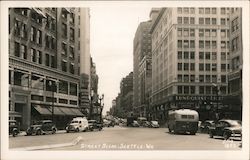 Busy Street Scene in Seattle, Washington Postcard