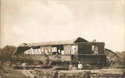 People Posing with Remains of an Old Train Crash Disasters Postcard Postcard Postcard