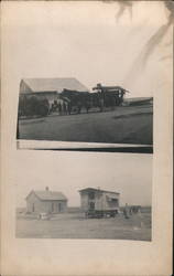 Multi View of Steam Tractor with Harvester Postcard