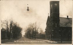 Third Street Looking South & Catholic Church Pana, IL Postcard Postcard Postcard