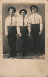 Boys in Hats and Ties Posing for Photograph Postcard