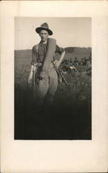 US Soldier Posing with Rifle Postcard