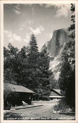 Camp Curry Bungalow and Half Dome Yosemite Postcard