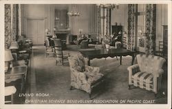Living Room, Christian Science Benevolent Association on Pacific Coast Postcard