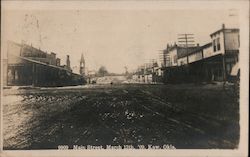 Main Street, March 13, 1909 Kaw, OK Postcard Postcard Postcard